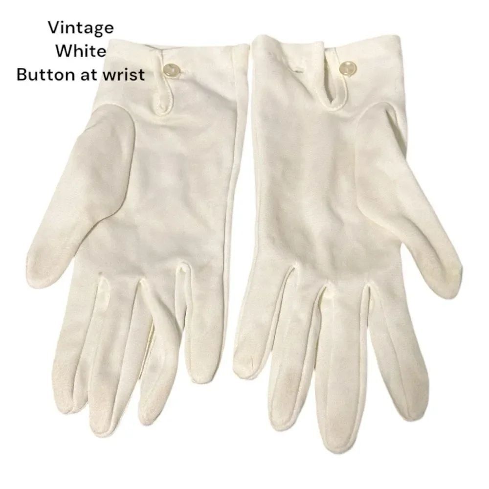 Elegant White Gloves with Button Detail vintage